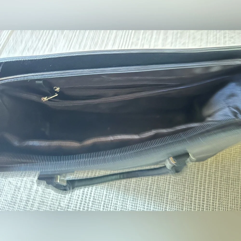 Black Leather Laptop Tote Bag